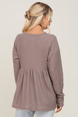 Mocha Waffle Knit Long Sleeve Top