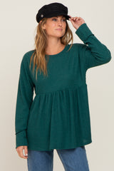 Forest Green Waffle Knit Long Sleeve Top