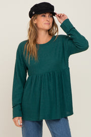 Forest Green Waffle Knit Long Sleeve Top