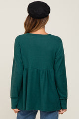 Forest Green Waffle Knit Long Sleeve Top