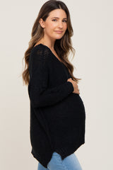 Black Chunky Knit Maternity Sweater