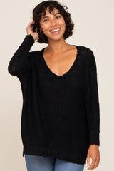 Black Chunky Knit Maternity Sweater