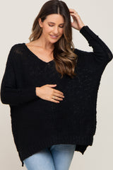 Black Chunky Knit Maternity Sweater