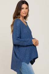 Blue Chunky Knit Maternity Sweater