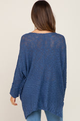 Blue Chunky Knit Maternity Sweater