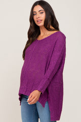 Purple Chunky Knit Maternity Sweater