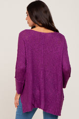 Purple Chunky Knit Maternity Sweater