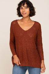 Rust Chunky Knit Maternity Sweater