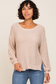 Beige Basic Side Slit Sweater