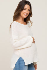 Ivory Basic Side Slit Maternity Sweater