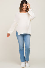 Ivory Basic Side Slit Maternity Sweater