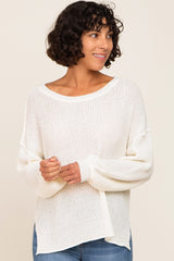 Ivory Basic Side Slit Maternity Sweater