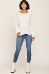 Ivory Basic Side Slit Sweater