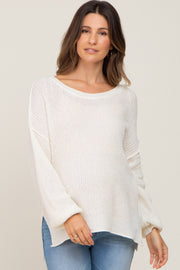 Ivory Basic Side Slit Maternity Sweater