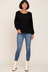 Black Basic Side Slit Sweater