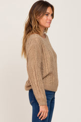 Mocha Boat Neck Cable Knit Sweater