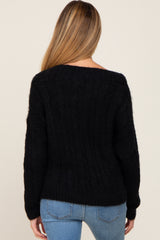 Black Boat Neck Cable Knit Maternity Sweater