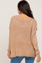 Taupe Open Knit Drop Shoulder Maternity Sweater