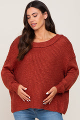 Rust Open Knit Drop Shoulder Maternity Sweater