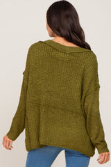 Olive Open Knit Drop Shoulder Maternity Sweater