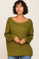 Olive Open Knit Drop Shoulder Maternity Sweater