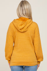 Yellow Ribbed Button Front Maternity Hoodie