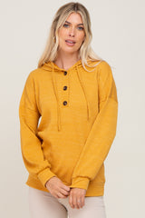 Yellow Ribbed Button Front Maternity Hoodie