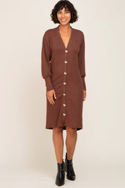 Brown Long Button Down Cardigan/Dress