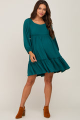 Teal Ribbed Tied Back Maternity Mini Dress