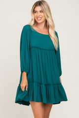 Teal Ribbed Tied Back Maternity Mini Dress