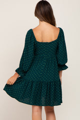 Forest Green Swiss Dot 3/4 Sleeve Maternity Dress