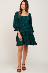 Forest Green Swiss Dot 3/4 Sleeve Maternity Dress