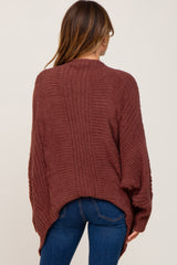 Brown Soft Knit Dolman Sleeve Cardigan