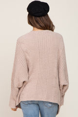 Beige Soft Knit Dolman Sleeve Maternity Cardigan