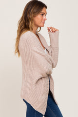 Beige Soft Knit Dolman Sleeve Cardigan