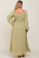 Light Green Floral Sweetheart Maternity Plus Maxi Dress