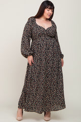 Black Floral Sweetheart Plus Maxi Dress