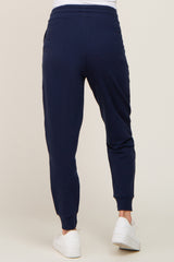 Navy Basic Drawstring Maternity Sweatpants