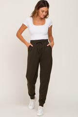 Olive Basic Drawstring Sweatpants