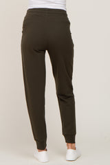 Olive Basic Drawstring Maternity Sweatpants