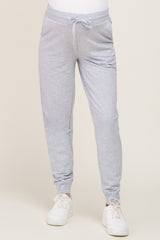 Heather Grey Basic Drawstring Maternity Sweatpants