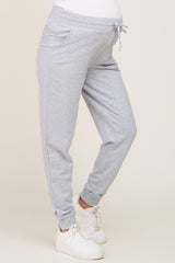 Heather Grey Basic Drawstring Maternity Sweatpants