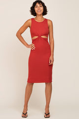 Rust Cutout Maternity Midi Dress