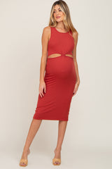 Rust Cutout Maternity Midi Dress