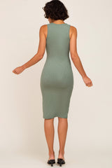 Light Olive Cutout Midi Dress