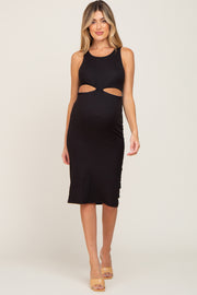 Black Cutout Maternity Midi Dress