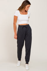 Charcoal Basic Drawstring Maternity Sweatpants