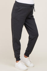 Charcoal Basic Drawstring Maternity Sweatpants