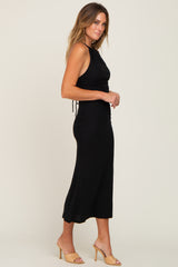 Black Metallic Criss Cross Back Maxi Dress