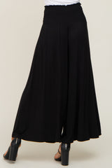 Black Smocked Wide Leg Pants